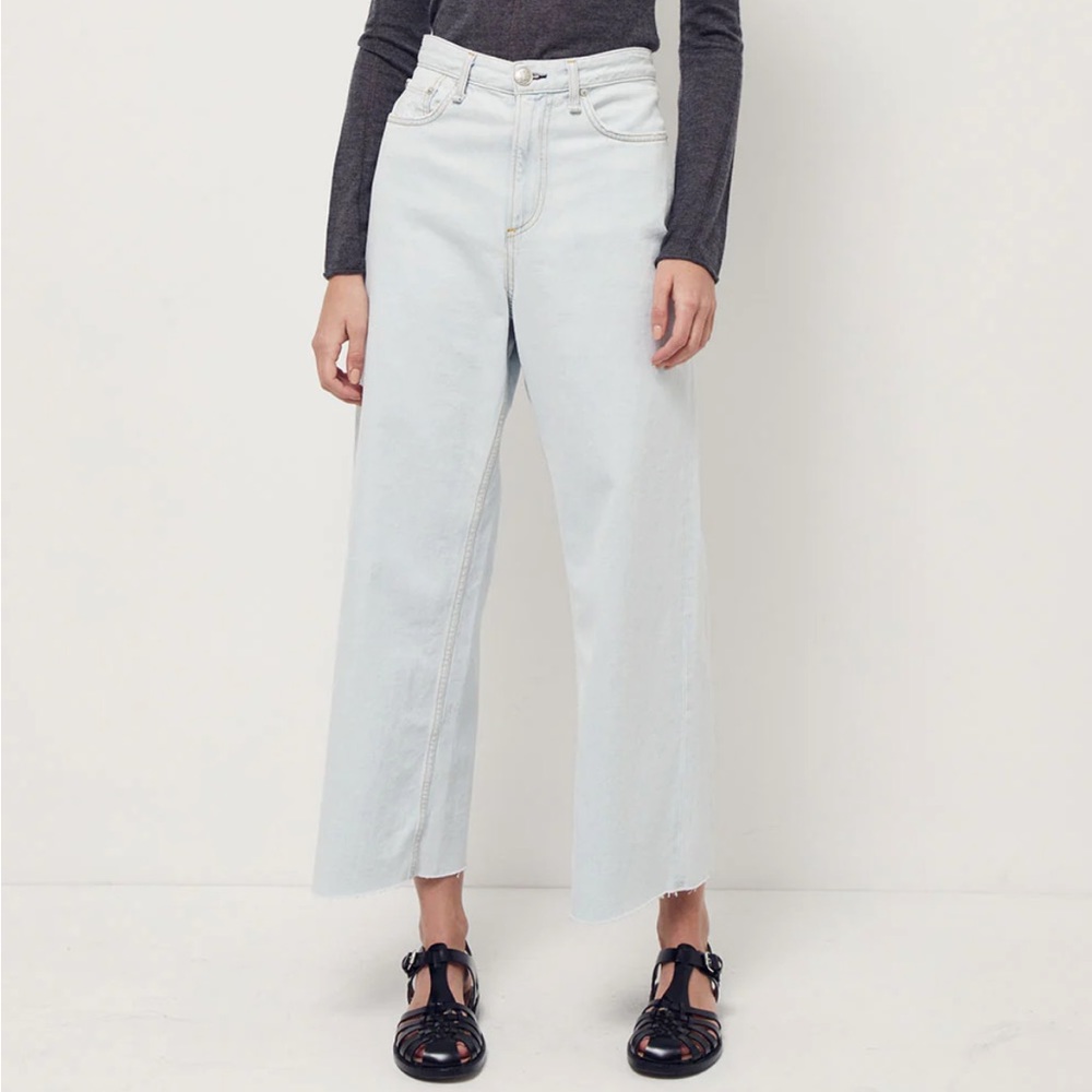 Rag & Bone Ruth Super High Rise Wide Leg Ankle Jean In Surf City Size 31